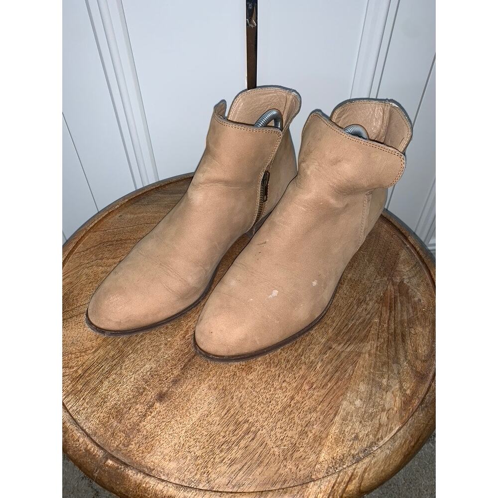 Splendid Women's Brown Ankle Booties Low Block Heel Side Zipper Casual Size 10